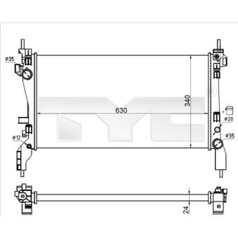 Radiateur, refroidissement du moteur TYC OEM 51790636
