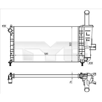 Radiateur, refroidissement du moteur TYC OEM 46745043