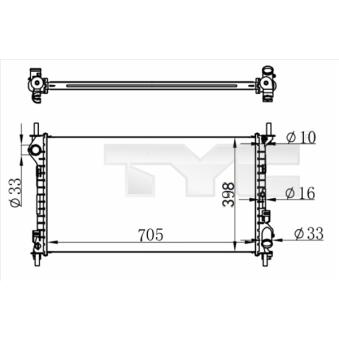 Radiateur, refroidissement du moteur TYC OEM 4970673