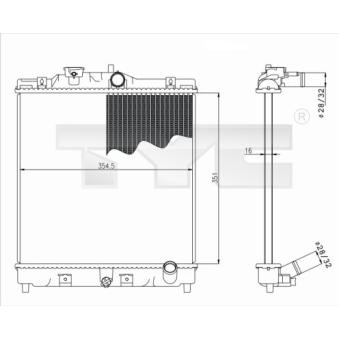 Radiateur, refroidissement du moteur TYC OEM 19010P01004