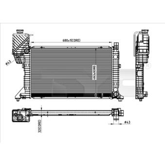 Radiateur, refroidissement du moteur TYC OEM 9015003100