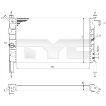 Radiateur, refroidissement du moteur TYC OEM 1300154