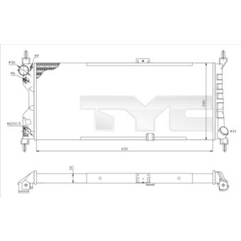 Radiateur, refroidissement du moteur TYC OEM 1300151