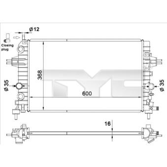 Radiateur, refroidissement du moteur TYC OEM 13145211