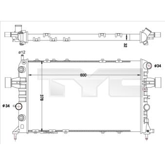 Radiateur, refroidissement du moteur TYC OEM 1300407