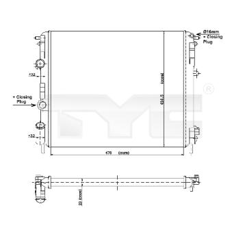 Radiateur, refroidissement du moteur TYC OEM 8200211563