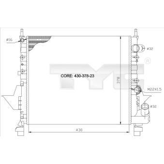 Radiateur, refroidissement du moteur TYC 728-0035