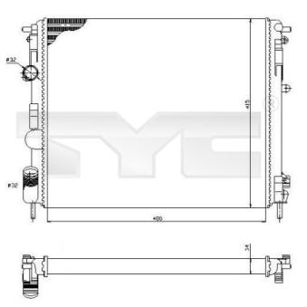 Radiateur, refroidissement du moteur TYC 728-0053