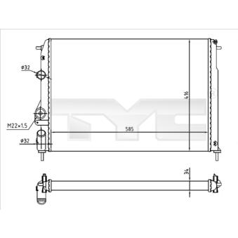 Radiateur, refroidissement du moteur TYC OEM 8200189288