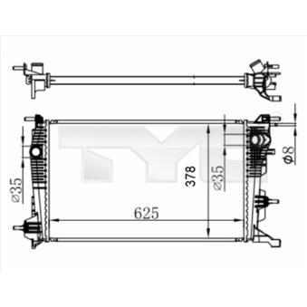 Radiateur, refroidissement du moteur TYC 728-0065-R