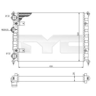 Radiateur, refroidissement du moteur TYC OEM 6K0121253J