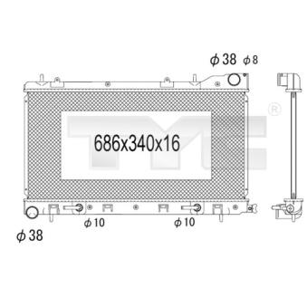 Radiateur, refroidissement du moteur TYC [734-1004]