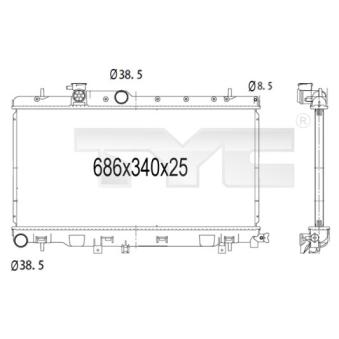 Radiateur, refroidissement du moteur TYC OEM 45111FE101