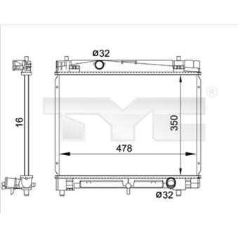 Radiateur, refroidissement du moteur TYC OEM 164000Q040