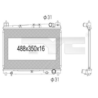 Radiateur, refroidissement du moteur TYC OEM 1640021080