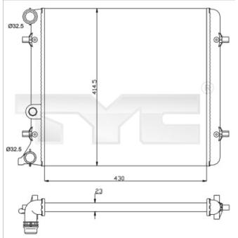 Radiateur, refroidissement du moteur TYC OEM 1J0121253AM