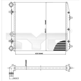 Radiateur, refroidissement du moteur TYC OEM 6Q0121253J