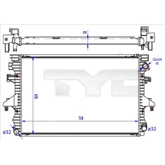 Radiateur, refroidissement du moteur TYC OEM 7H0121253J