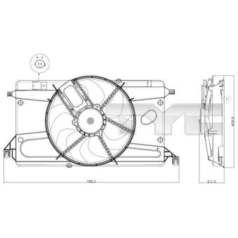 Ventilateur, refroidissement du moteur TYC OEM 3M5H8C607SB