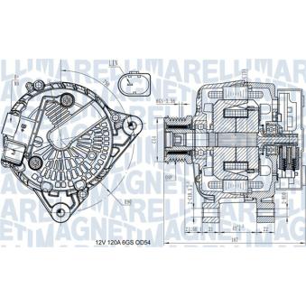 Alternateur MAGNETI MARELLI 063731545910 pour KIA JOICE 1.5 TDCi - 75cv