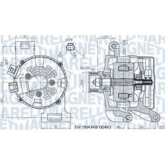 Alternateur MAGNETI MARELLI 063731575010 pour AUDI 80 2.0 - 145cv