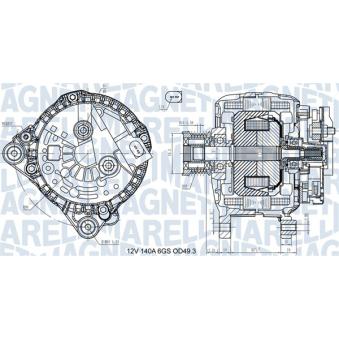 Alternateur MAGNETI MARELLI 063731576710 pour AUDI A3 1.2 TSI - 105cv