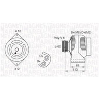 Alternateur MAGNETI MARELLI OEM 6204188