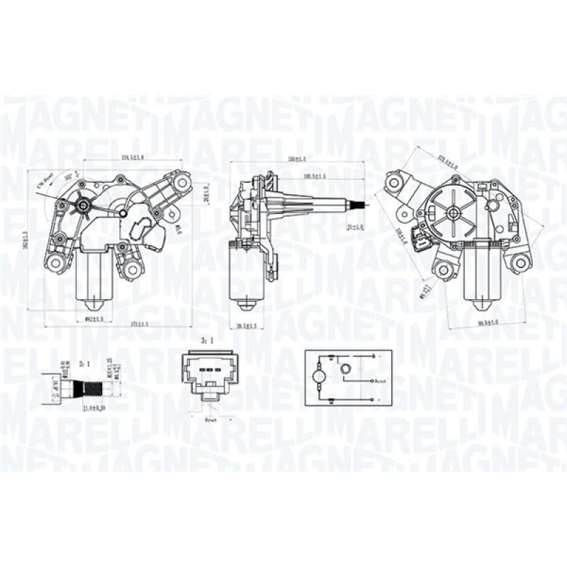 Moteur d'essuie-glace MAGNETI MARELLI 064070100010 - Visuel 1