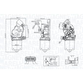 Moteur d'essuie-glace MAGNETI MARELLI 064300410010 pour VOLKSWAGEN TRANSPORTER - COMBI 1.6 Racing - 207cv