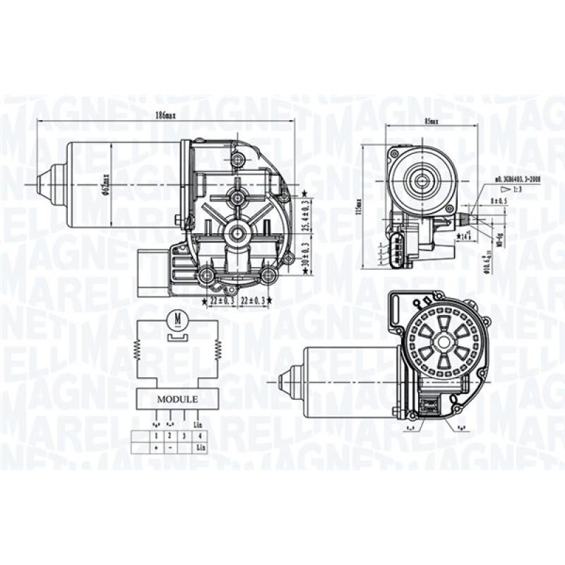 Moteur d'essuie-glace MAGNETI MARELLI 064372600010 - Visuel 1