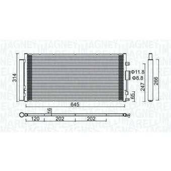 Condenseur, climatisation MAGNETI MARELLI 350203644000 pour FIAT 500 1.4 - 100cv