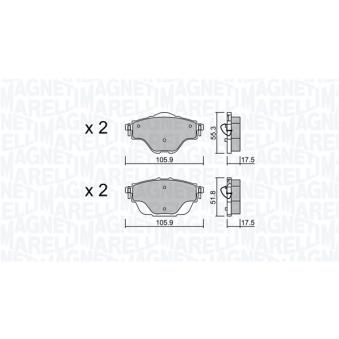 Jeu de 4 plaquettes de frein arrière MAGNETI MARELLI OEM 95525386
