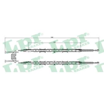 Tirette à câble, frein de stationnement LPR C0655B pour OPEL ASTRA 2,2 DTI - 125cv