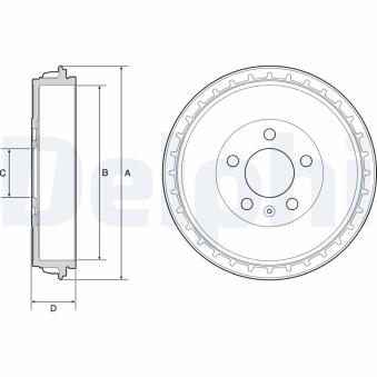 Tambour de frein DELPHI BF564 pour VOLKSWAGEN TAIGO 1.0 TSI - 110cv