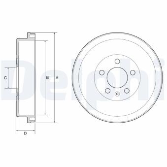Tambour de frein DELPHI BF634 pour SKODA FABIA 1.4 - 86cv