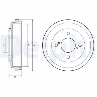 Tambour de frein DELPHI BF651 pour SUZUKI SWIFT 1.0 - 112cv