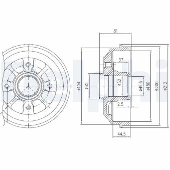 Tambour de frein DELPHI BFR282 pour MERCEDES-BENZ EQA 1.9 D - 70cv