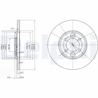 Jeu de 2 disques de frein arrière DELPHI BG2084 pour JAGUAR XJS 5.3 HE - 295cv