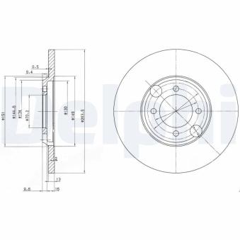 Jeu de 2 disques de frein arrière DELPHI BG2508 pour JAGUAR XJS 5.3 HE - 295cv