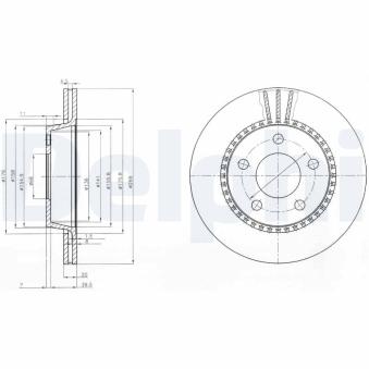 Jeu de 2 disques de frein arrière DELPHI BG2519 pour AUDI A6 2.3 E - 133cv