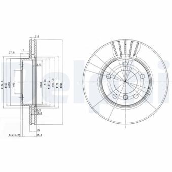 Jeu de 2 disques de frein avant DELPHI BG2623C pour BMW Série 3 323 TI - 170cv
