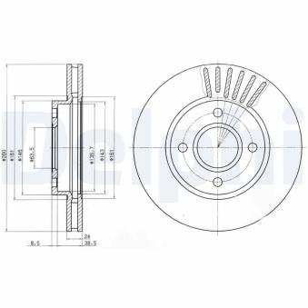 Jeu de 2 disques de frein avant DELPHI OEM 6784094