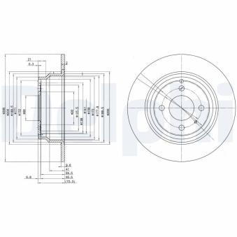 Jeu de 2 disques de frein arrière DELPHI [BG2721]