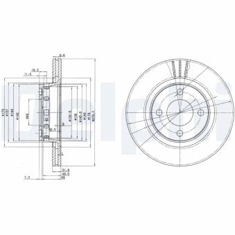 Jeu de 2 disques de frein avant DELPHI BG2784 pour OPEL CORSA 2.0 E - 115cv