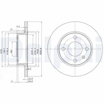 Jeu de 2 disques de frein avant DELPHI BG2910 pour VOLKSWAGEN CADDY 1.6 - 75cv