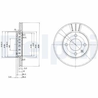 Jeu de 2 disques de frein avant DELPHI OEM 6N0615301F