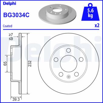 Jeu de 2 disques de frein arrière DELPHI BG3034C pour RENAULT CLIO 1.0 TSI - 110cv