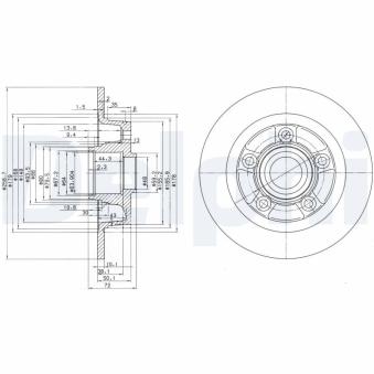 Jeu de 2 disques de frein arrière DELPHI BG3086