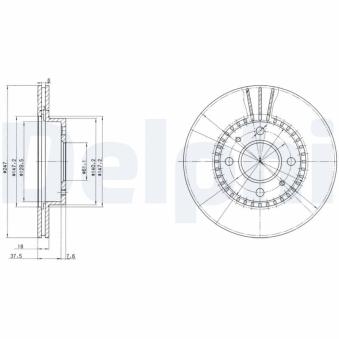 Jeu de 2 disques de frein avant DELPHI BG3134 pour NISSAN ALMERA 2.0 D - 75cv