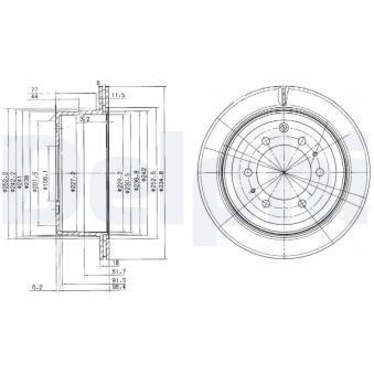 Jeu de 2 disques de frein arrière DELPHI BG3188 pour TOYOTA LAND CRUISER 2.4 - 105cv